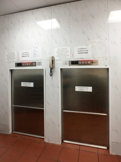 2 Dumbwaiters, separation for clean and dirty items