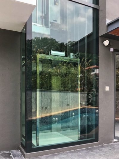 Landed Home Lift with Exterior Glass Shaft